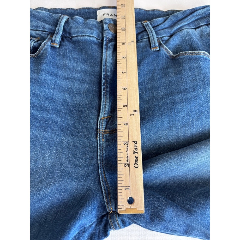 Frame Le Crop Mini Boot Jeans Wine Ridge Destruct Blue Raw Hem 32x27 - Picture 8 of 9